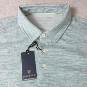 MAELREG Mens Performance Polo Shirt Green Heather XL Moisture Wicking UPF 30+